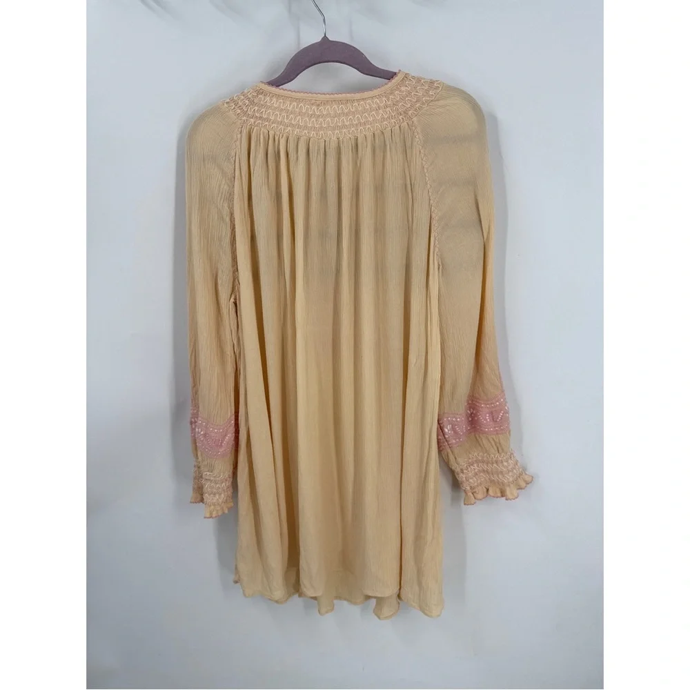 Free people wind Willow Boho orange and Pink Tunic Dress L